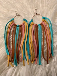 Leather Fringe Earrings(Multi)