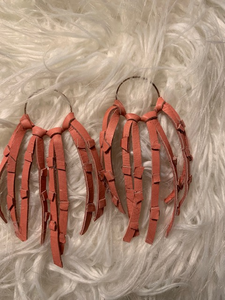 Leather Fringe Earrings(Mauve)