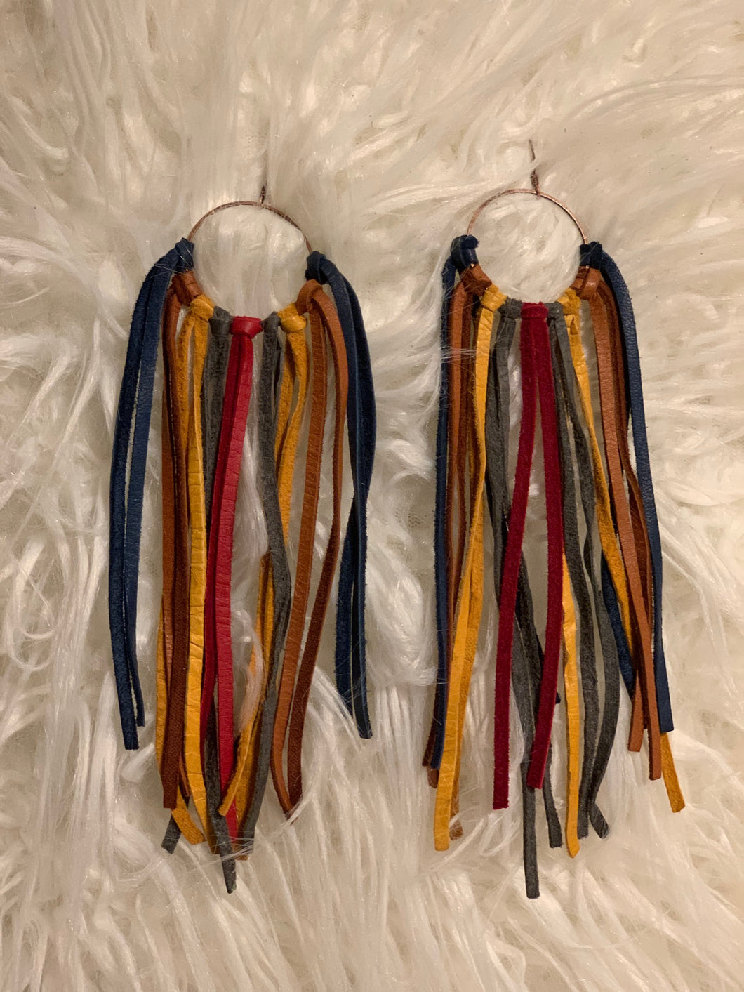 Leather Fringe Earrings (Multi)