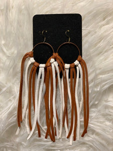 Medium Leather Fringe(Tan/White)